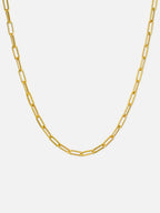 18k gold paperclip chain necklace, minimal dainty link necklace, waterproof tarnish resistant jewelry, modern everyday gold chain, lightweight layering necklace by myEdzy