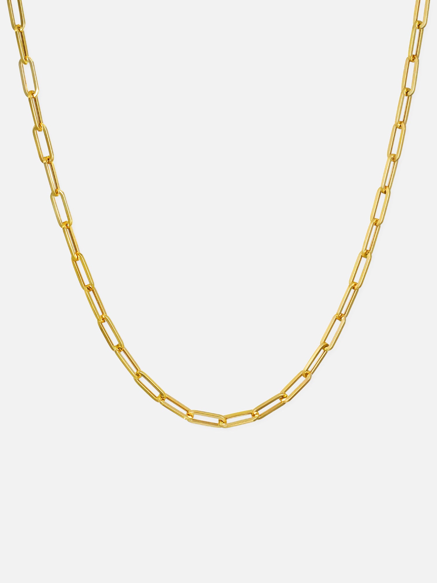 18k gold paperclip chain necklace, minimal dainty link necklace, waterproof tarnish resistant jewelry, modern everyday gold chain, lightweight layering necklace by myEdzy