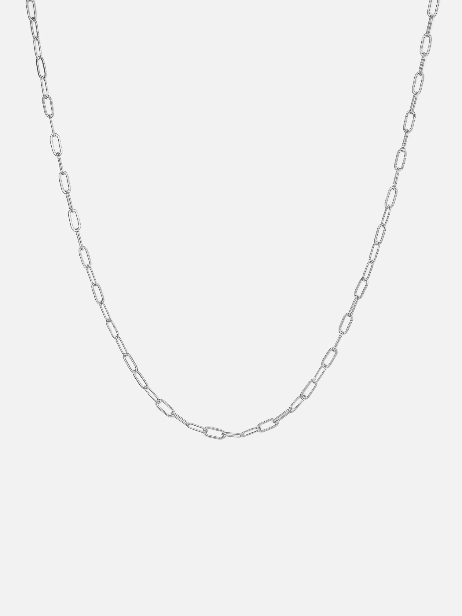 Minimal silver paperclip chain necklace, dainty link chain jewelry, modern everyday necklace, sleek sterling silver style, lightweight layering chain by myEdzy