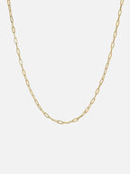 18k gold paperclip chain necklace, minimal dainty link necklace, waterproof tarnish resistant jewelry, modern everyday gold chain, lightweight layering necklace by myEdzy