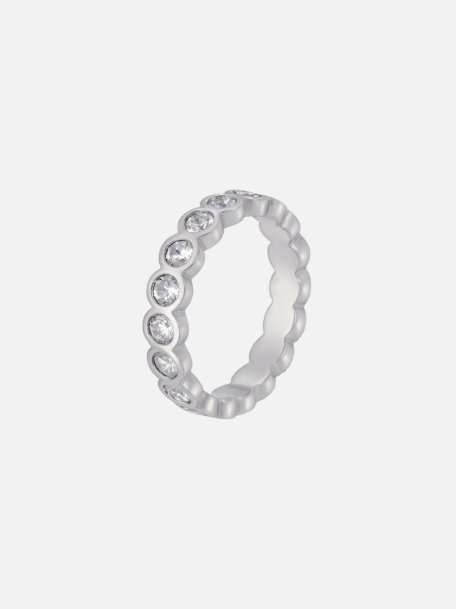 Jenae silver eternity band rhodium plated cubic zirconia ring