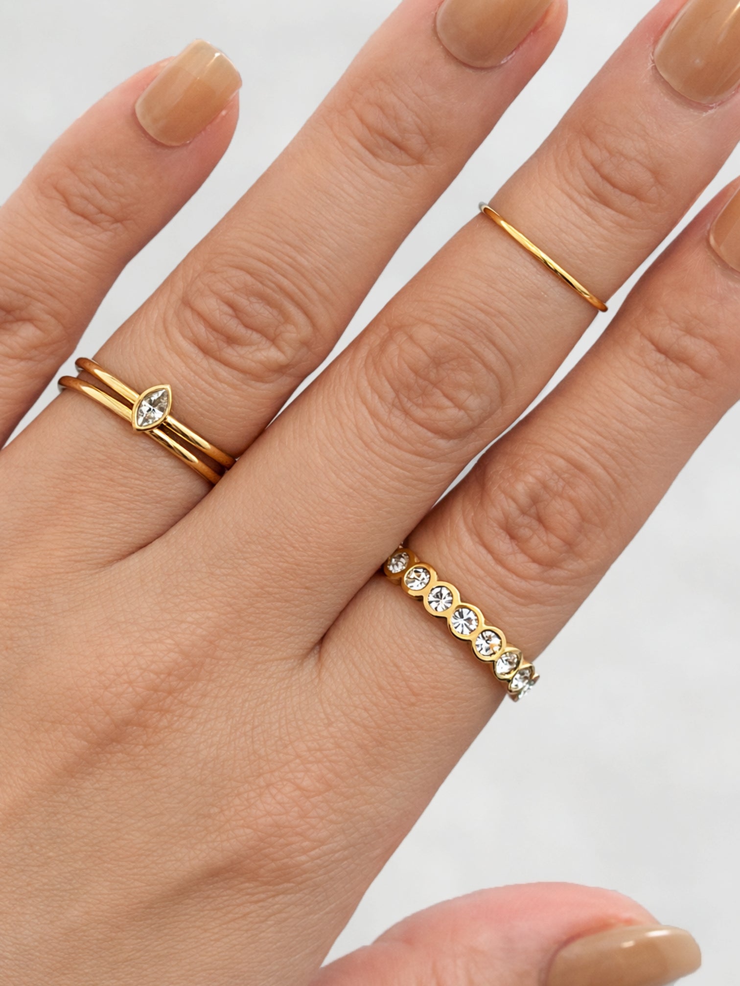 Jenae gold CZ eternity ring 18K gold plated stacking band