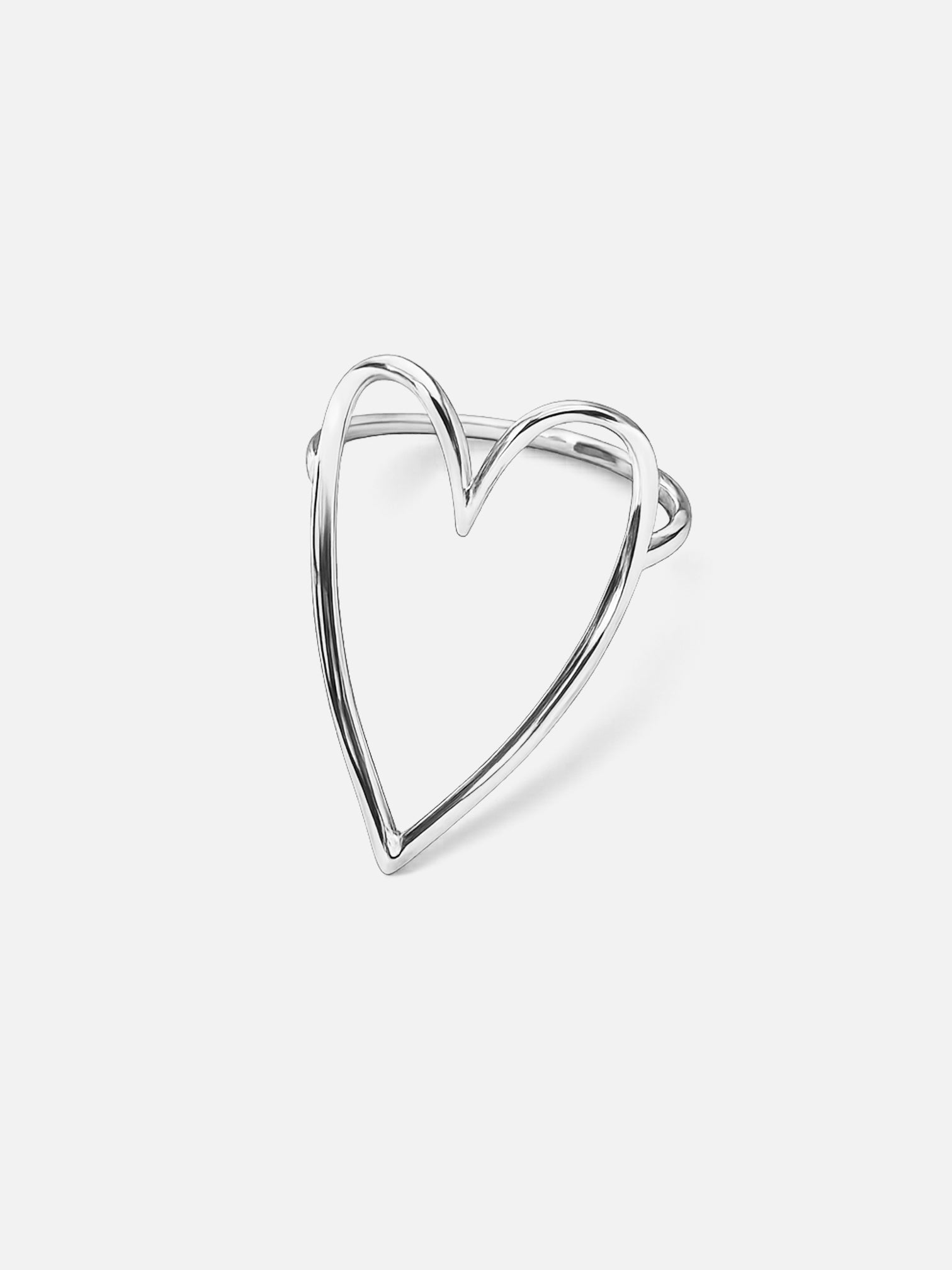 Linz silver white gold hollow heart statement ring minimalist titanium steel hypoallergenic ring by myEdzy