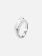 Lydia 18K gold plated white mother of pearl signet ring, bold geometric signet ring by myEdzy