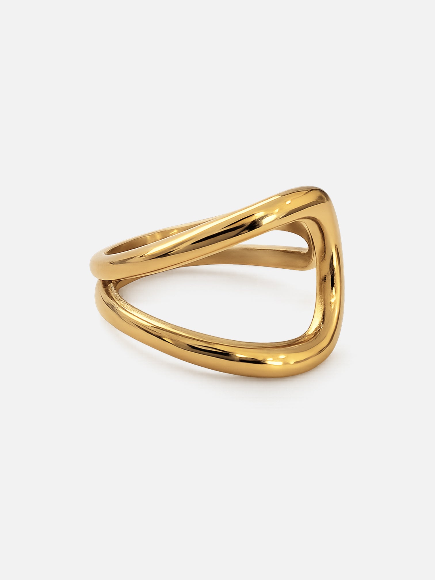 Henna 18K gold plated titanium steel sculptural open ring waterproof hypoallergenic by myEdzy