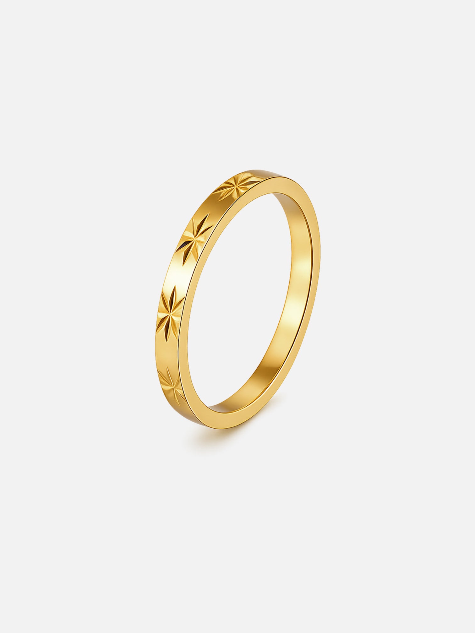 18k gold plated star engraved band ring, celestial stacking ring gold, dainty minimalist ring, everyday jewelry by myEdzy