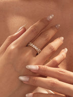 Heidi marquise CZ ring worn on hand in gold | myEdzy