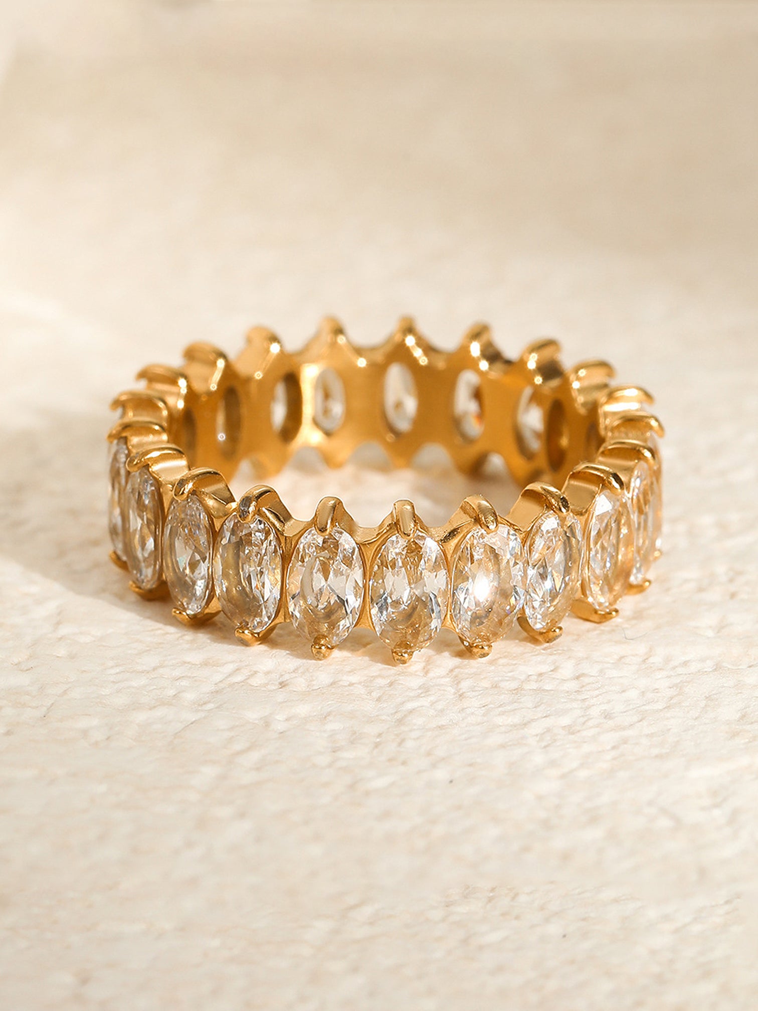 Heidi marquise CZ eternity ring in gold, full band design | myEdzy