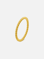 18k gold plated twisted rope ring, stackable dainty band ring, textured rope design jewelry, minimalist everyday ring by myEdzy
