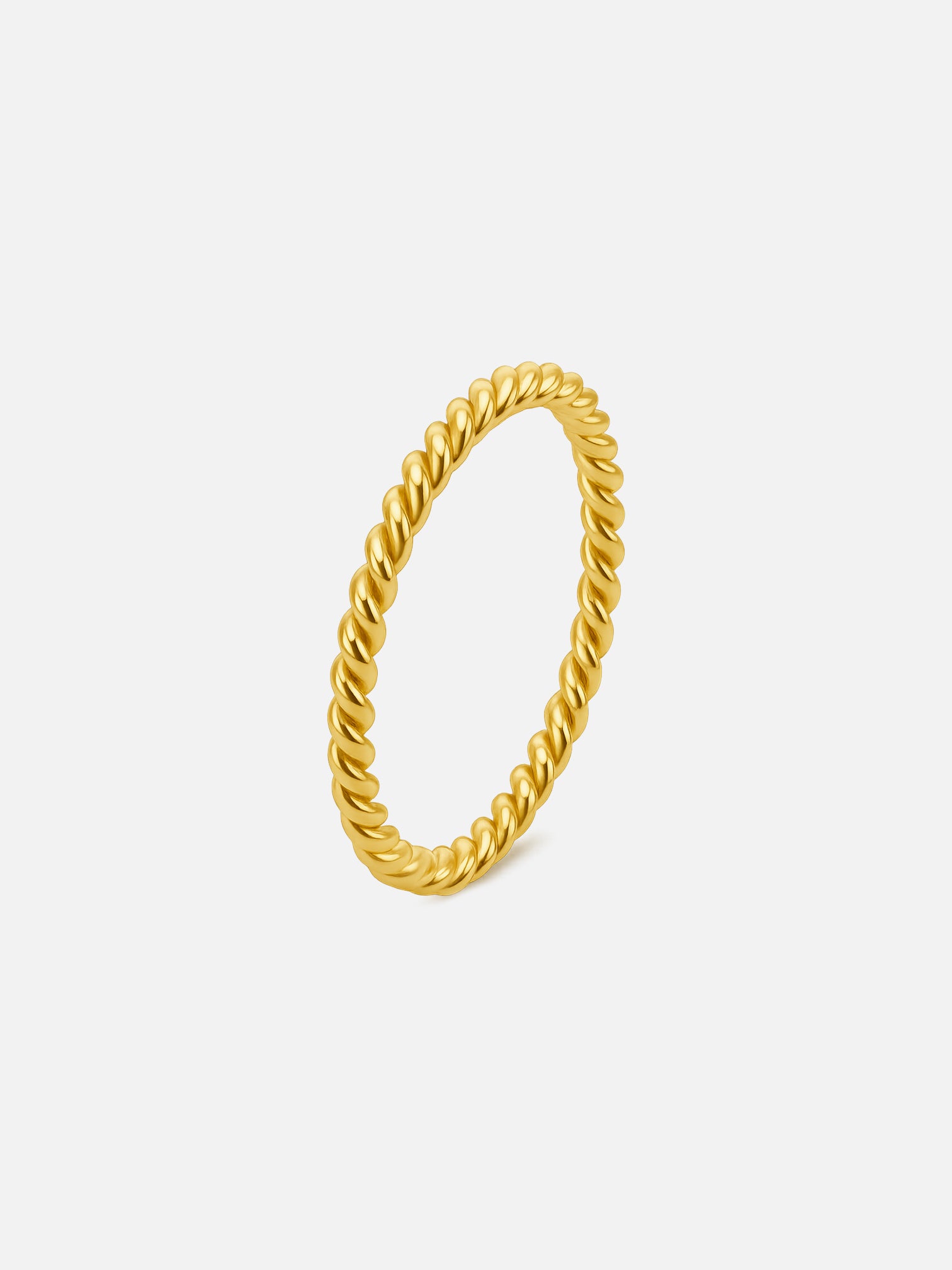 18k gold plated twisted rope ring, stackable dainty band ring, textured rope design jewelry, minimalist everyday ring by myEdzy