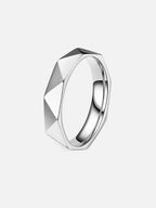 Silver faceted band ring titanium steel geometric ring minimalist statement ring durable everyday ring by myEdzy