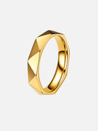 18k gold faceted band ring titanium steel geometric ring minimalist statement ring non tarnish jewelry by myEdzy