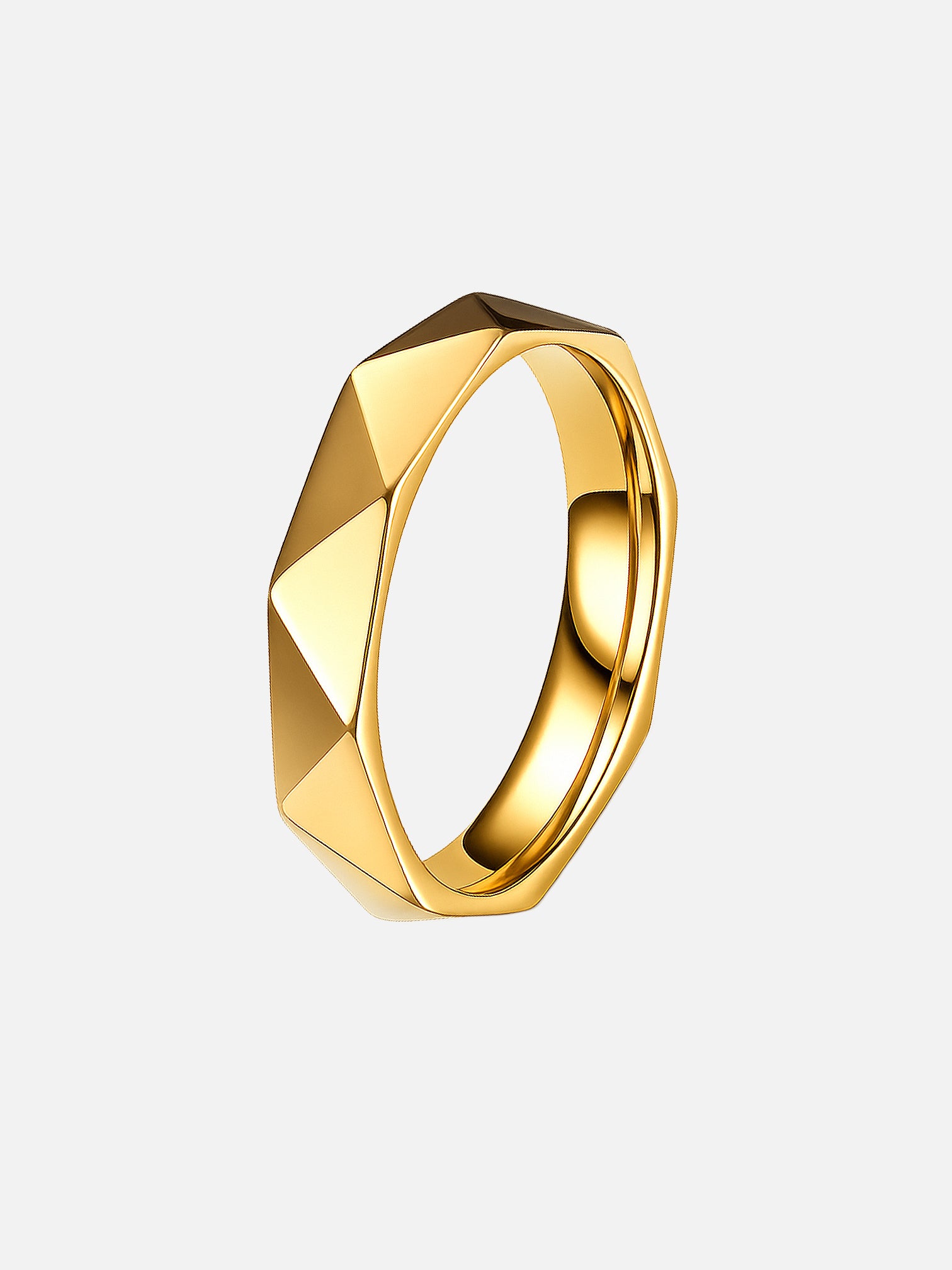 18k gold faceted band ring titanium steel geometric ring minimalist statement ring non tarnish jewelry by myEdzy