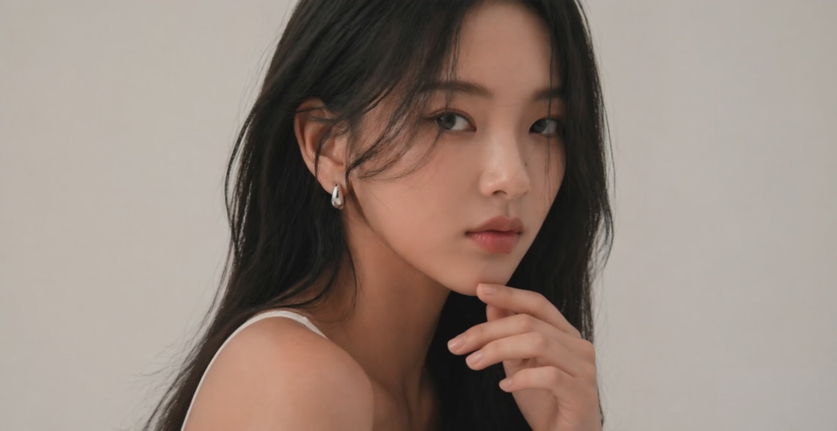 myEdzy minimalist gold hoop earrings on model, dainty everyday jewelry, hypoallergenic 18k gold plated earrings, modern chic style